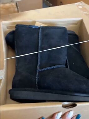 BearPaw Black Suede Short Winter Boots
